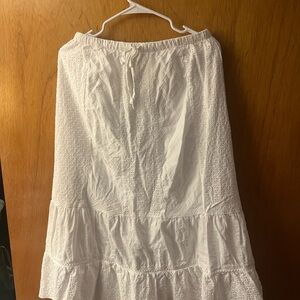 Chic White Eyelet Maxi Skirt